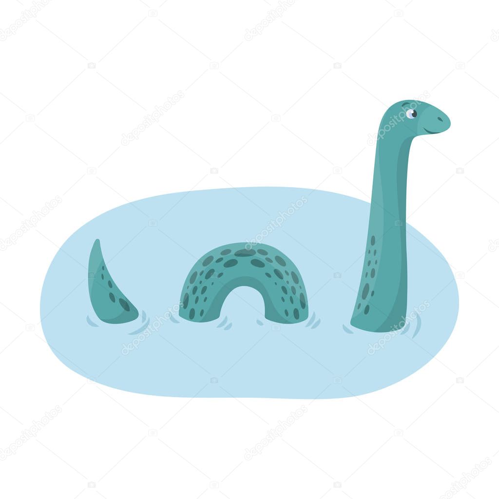 Loch Ness monster icon in cartoon design isolated on white background. Scotland country symbol stock vector illustration.