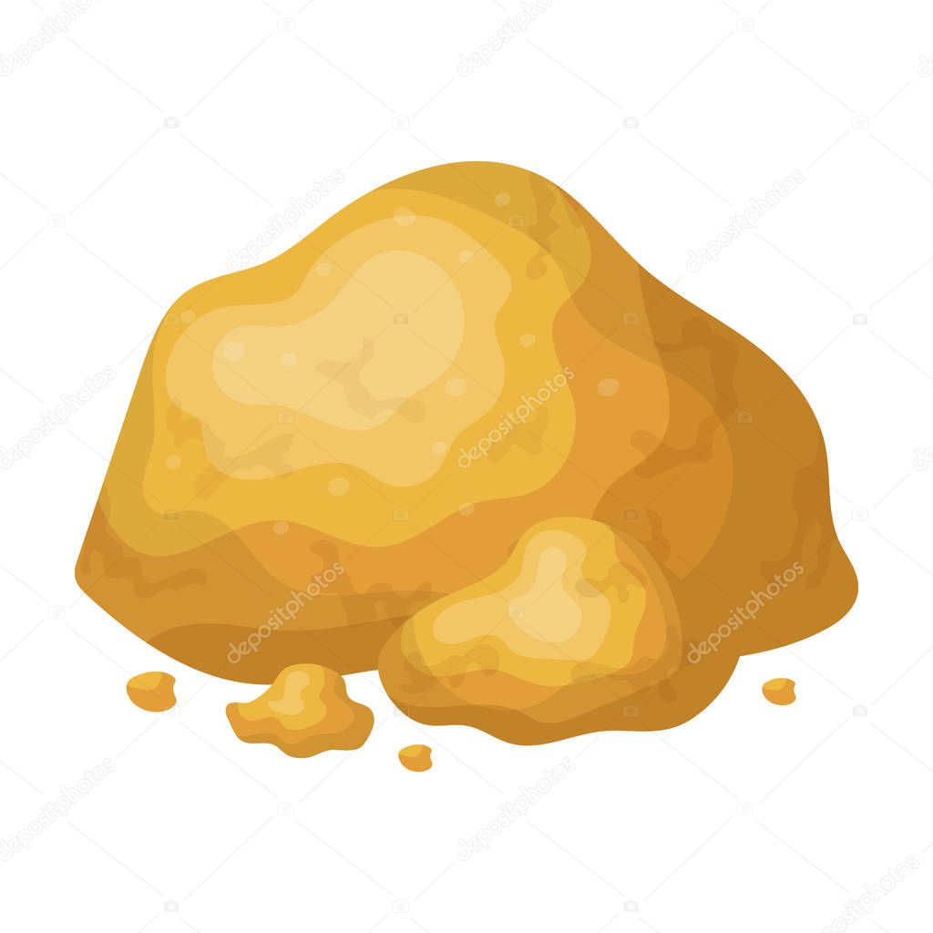 Golden ore icon in cartoon style isolated on white background. Precious