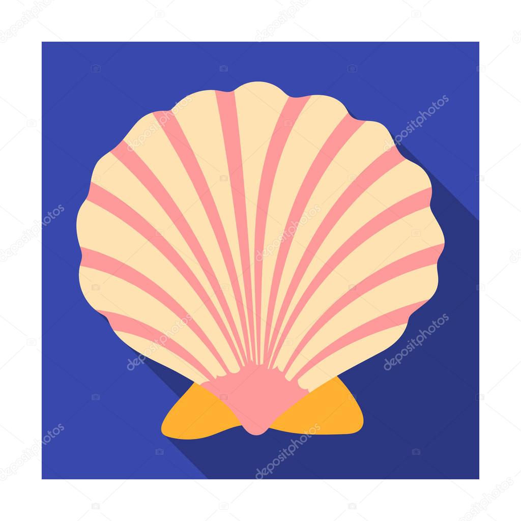 Prehistoric seashell icon in flat style isolated on white background. Dinosaurs and prehistoric symbol stock vector illustration.