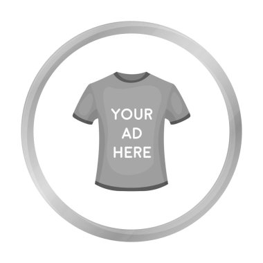 Beyaz arka plan üzerinde izole tek renkli tarzı giyim reklam simgesi. Reklam sembol stok vektör çizim.