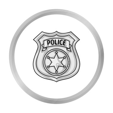 Polis memuru rozet simge tek renkli tarzı beyaz arka plan üzerinde izole. Suç sembol stok vektör çizim.