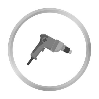 Tek renkli stil beyaz arka plan üzerinde izole simgesinde matkap. Kurmak ve sembol stok vektör çizim onarma.