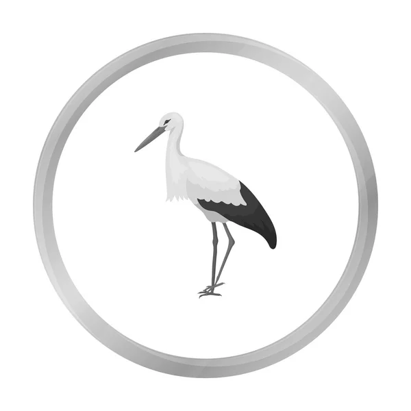 Icono de cigüeña en estilo monocromo aislado sobre fondo blanco. Pájaro símbolo stock vector ilustración . — Vector de stock
