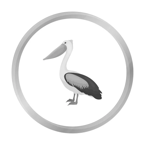 Icono pelícano en estilo monocromo aislado sobre fondo blanco. Pájaro símbolo stock vector ilustración . — Vector de stock