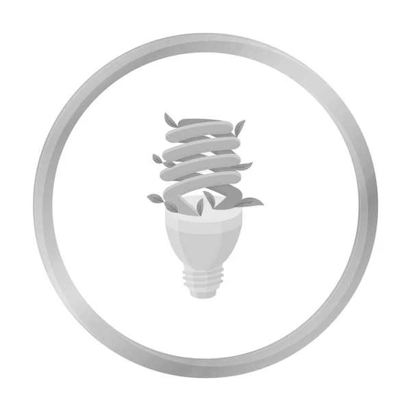 Icono de lámpara fluorescente ecológica en estilo de contorno aislado sobre fondo blanco. Bio y ecología símbolo stock vector ilustración . — Vector de stock