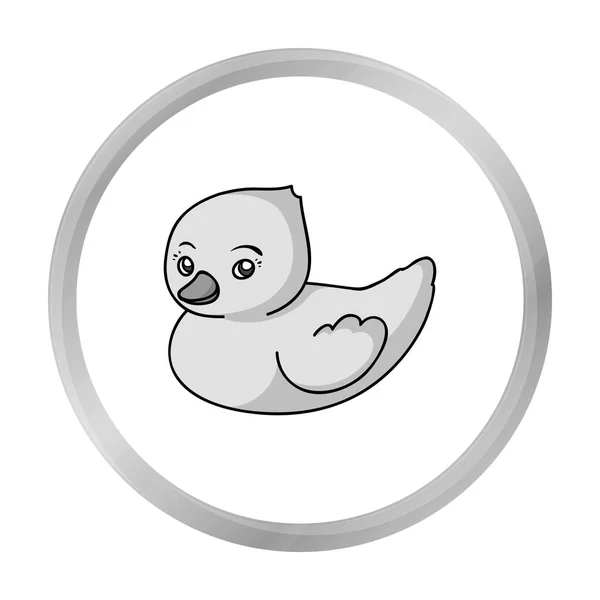 Rubber duck toy icon in monochrome style isolated on white background. Baby born symbol stock vector illustration. — Stock Vector