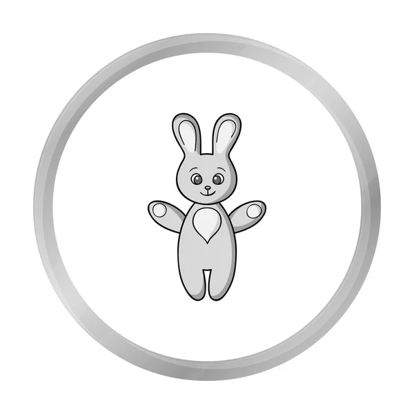 Icône de lapin jouet dans un style monochrome isolé sur fond blanc. Bébé né symbole illustration vectorielle de stock . — Image vectorielle