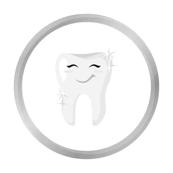 Піктограма усміхненого зуба в монохромному стилі ізольована на білому тлі. Символ стоматологічної допомоги Стокова векторна ілюстрація . — стоковий вектор