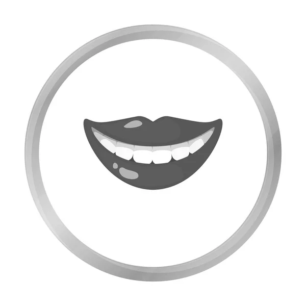 Smile with white teeth icon in monochrome style isolated on white background. Dental care symbol stock vector illustration.s — Stock Vector