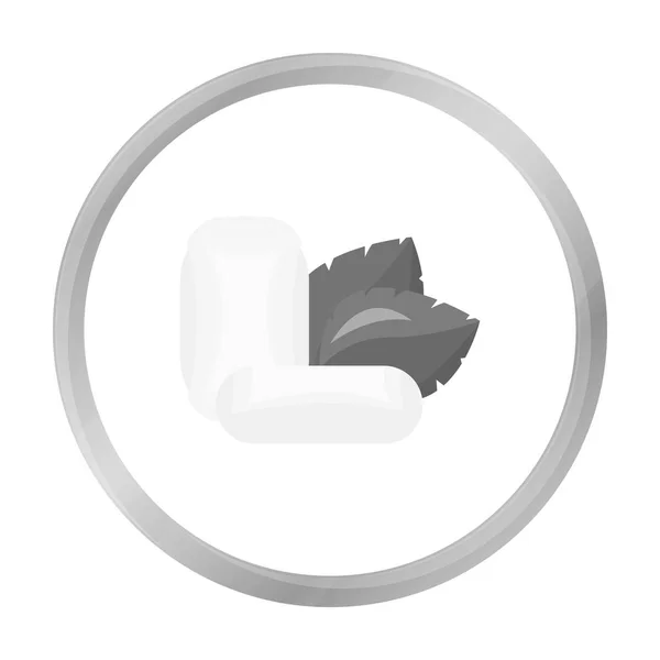 Ícone goma de mascar hortelã em estilo monocromático isolado no fundo branco. Ilustração do vetor do estoque do símbolo do cuidado dental . — Vetor de Stock