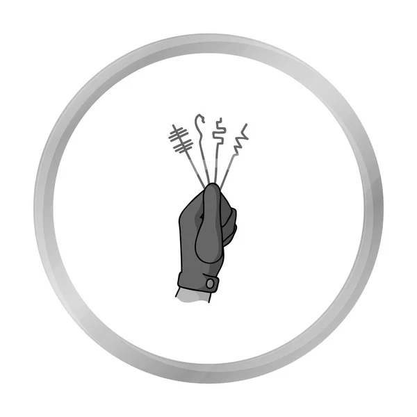 Lockpicks icono en estilo monocromo aislado sobre fondo blanco. Crimen símbolo stock vector ilustración . — Archivo Imágenes Vectoriales