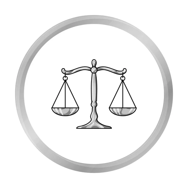 Scales of justice icon in monochrome style isolated on white background. Crime symbol stock vector illustration. — Stock Vector