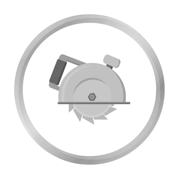 Icono de sierra circular en estilo monocromo aislado sobre fondo blanco. Construir y reparar símbolo stock vector ilustración . — Archivo Imágenes Vectoriales