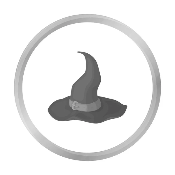 Значок шапки ведьм в монохромном стиле изолирован на белом фоне. Черно-белая векторная иллюстрация символов . — стоковый вектор