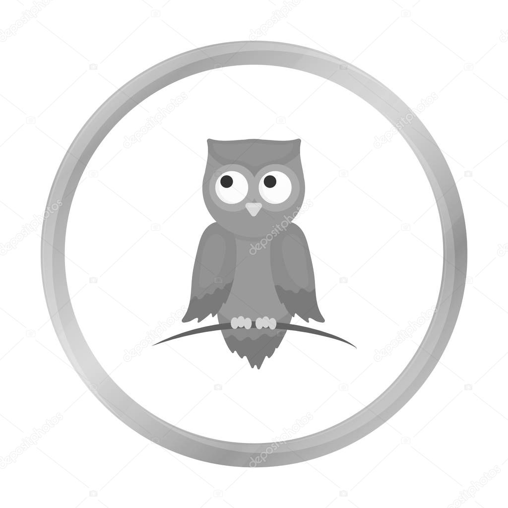 Owl icon monochrome. Singe animal icon from the big animals monochrome.