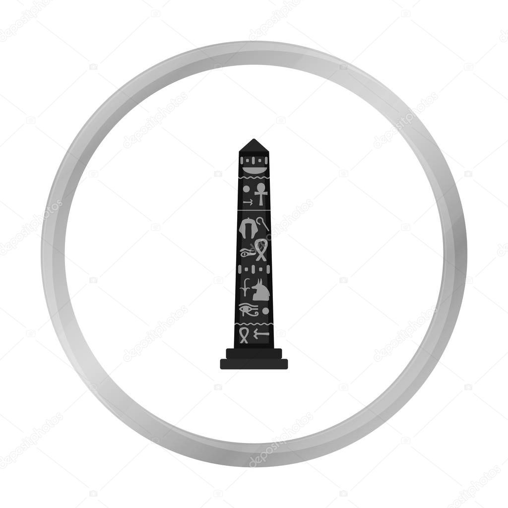 Luxor obelisk icon in monochrome style isolated on white background. Ancient Egypt symbol stock vector illustration.