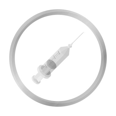 Tek renkli stil beyaz arka plan üzerinde izole şırınga simgesini. Uyuşturucu hisse senedi vektör çizim sembolü.