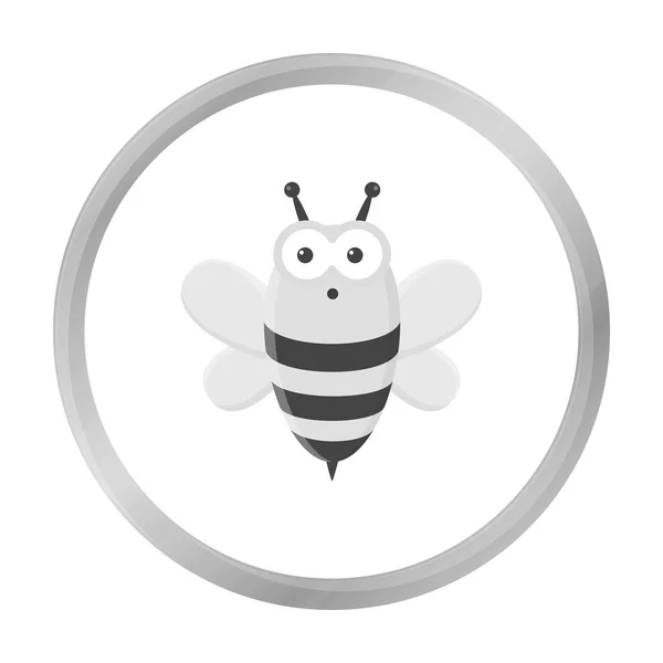 Bee icon in monochrome style isolated on white background. Animal One symbol stock vector illustration — Stock Vector