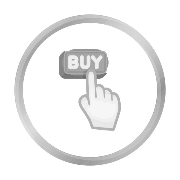 Het kopen van en klik op pictogram in zwart-wit stijl geïsoleerd op een witte achtergrond. E-commerce symbool voorraad vectorillustratie. — Stockvector
