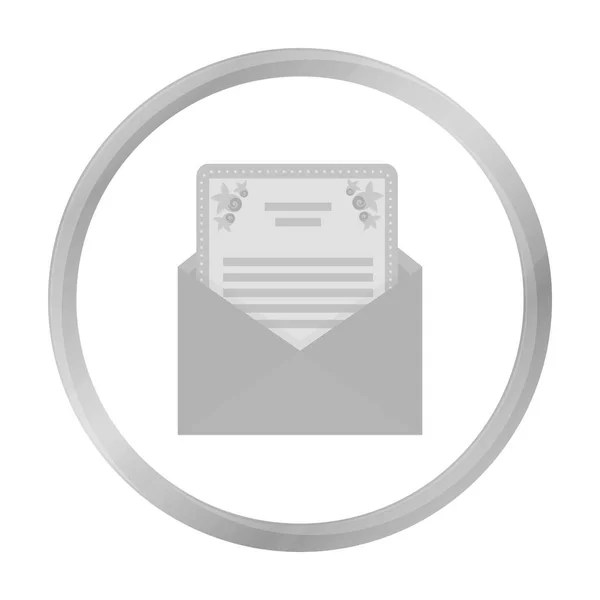 Envelope com ícone de cartão de convite em estilo monocromático isolado no fundo branco. Ilustração de vetor de estoque de símbolo de serviço de evento . — Vetor de Stock