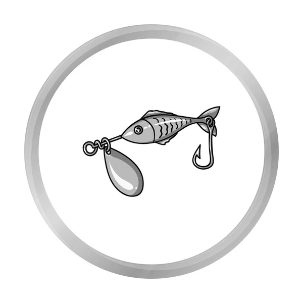 Icono de cebo de pesca en estilo monocromo aislado sobre fondo blanco. Símbolo de pesca stock vector ilustración . — Vector de stock