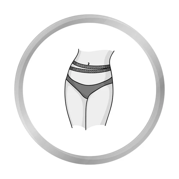 Taille met het meten van het pictogram van de tape in zwart-wit stijl geïsoleerd op een witte achtergrond. Sport en fitness symbool voorraad vectorillustratie. — Stockvector