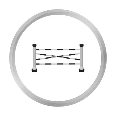 Tek renkli stil beyaz arka plan üzerinde izole binicilik engel simgesini. Hipodrom ve atın sembolü hisse senedi vektör çizim.