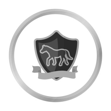 Tek renkli stil beyaz arka plan üzerinde izole binicilik blaze simgesini. Hipodrom ve atın sembolü hisse senedi vektör çizim.