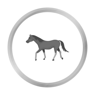 Tek renkli stil beyaz arka plan üzerinde izole at simgesini. Hipodrom ve atın sembolü hisse senedi vektör çizim.