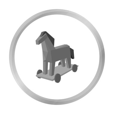 Truva atı simgesi beyaz arka plan üzerinde izole anahat tarzı. Bilgisayar korsanları ve sembol stok kesmek illüstrasyon vektör.