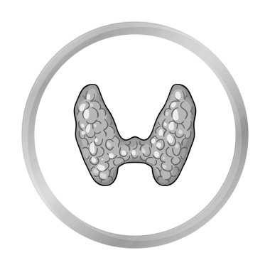 Tek renkli stil beyaz arka plan üzerinde izole insan tiroid simgesini. İnsan organlarını hisse senedi vektör çizim sembolü.