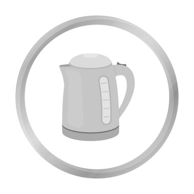 Elektrikli su ısıtıcısı simgesi beyaz arka plan üzerinde izole tek renkli tarzı. Ev aleti sembol stok vektör çizim.