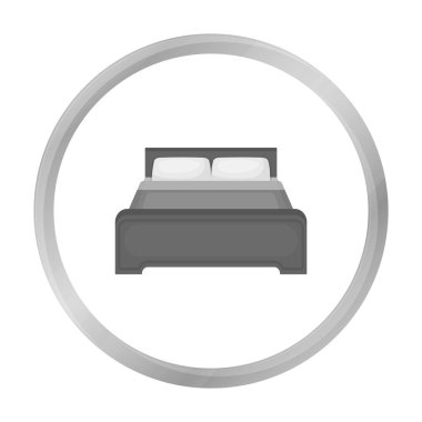 Tek renkli stil beyaz arka plan üzerinde izole yatak simgesini. Otel sembol stok vektör çizim.