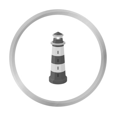 Deniz feneri simgesi beyaz arka plan üzerinde izole tek renkli tarzı. Işık kaynağı sembol stok vektör çizim