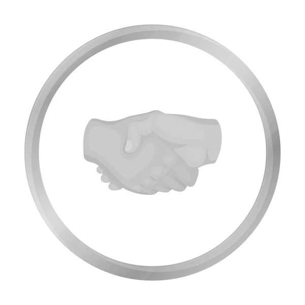 Icono de apretón de manos en estilo monocromo aislado sobre fondo blanco. Gestos de mano símbolo stock vector ilustración . — Vector de stock