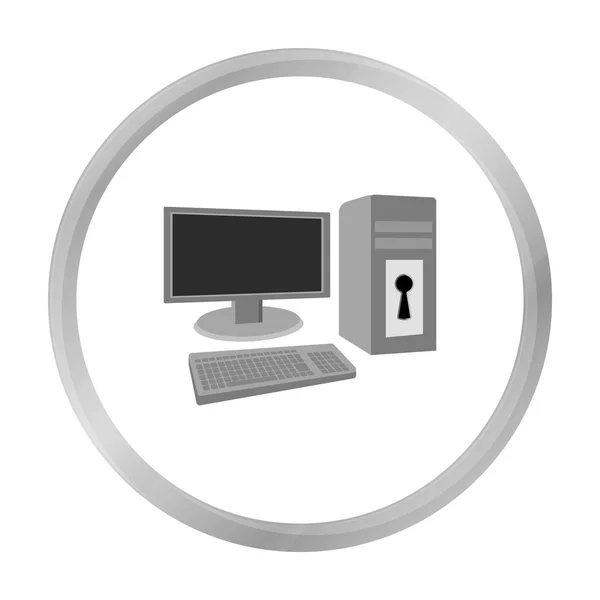 Icono de ordenador bloqueado en estilo de contorno aislado sobre fondo blanco. Hackers y piratería símbolo stock vector ilustración . — Vector de stock