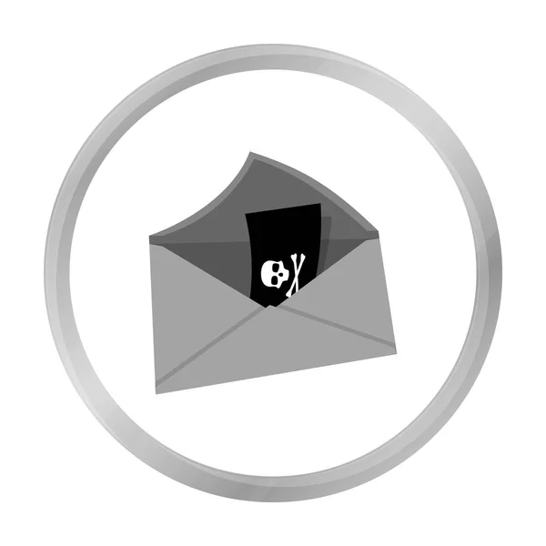 Correo electrónico con icono de virus en estilo de esquema aislado sobre fondo blanco. Hackers y piratería símbolo stock vector ilustración . — Vector de stock