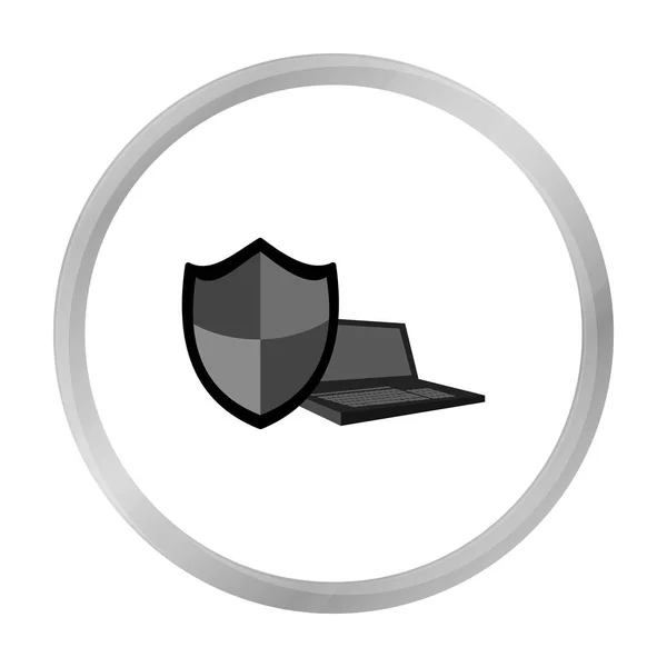 De beveiliging van de gegevens voor laptop icon in kaderstijl geïsoleerd op een witte achtergrond. Hackers en hacken symbool voorraad vectorillustratie. — Stockvector