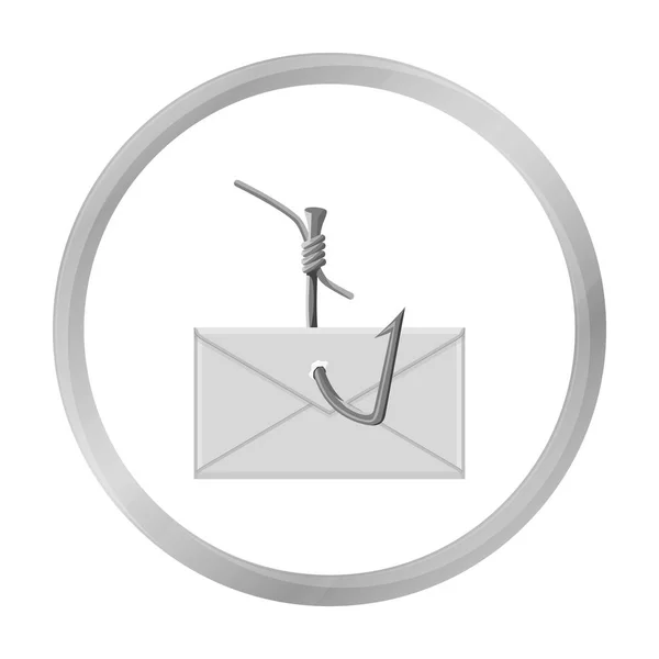 Hooked e-mail icon in outline style isolated on white background. Hackers and hacking symbol stock vector illustration. — Stock Vector