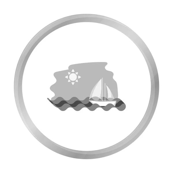 白い背景に分離されたモノクロのスタイルで海アイコンの航行ボート。ギリシャ記号株式ベクトル図. — ストックベクタ
