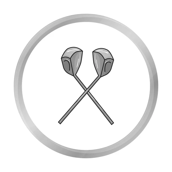 Cruzó el icono de los palos de golf en estilo monocromo aislado sobre fondo blanco. Golf club símbolo stock vector ilustración . — Archivo Imágenes Vectoriales