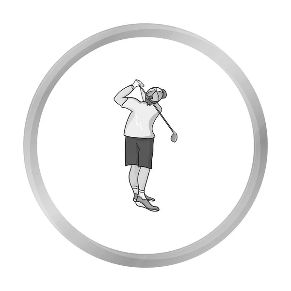 Golfista dopo icona calcio in stile monocromatico isolato su sfondo bianco. Golf club simbolo stock vettoriale illustrazione . — Vettoriale Stock