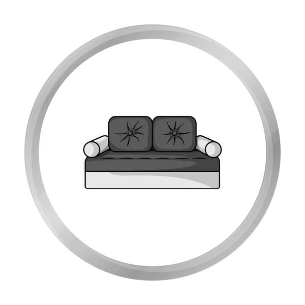 Sofá icono en estilo monocromo aislado sobre fondo blanco. Muebles y hogar símbolo interior stock vector ilustración . — Vector de stock