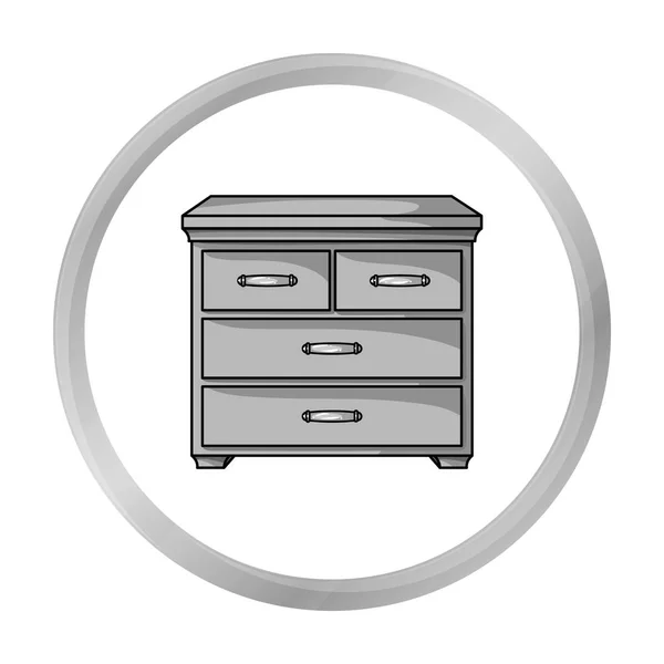 Armoire en bois avec icône de tiroirs de style monochrome isolé sur fond blanc. Meubles et intérieur de la maison symbole illustration vectorielle de stock . — Image vectorielle