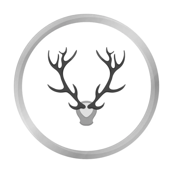 Cuernos de cornamenta de ciervo icono en estilo monocromo aislado sobre fondo blanco. Caza símbolo stock vector ilustración . — Vector de stock