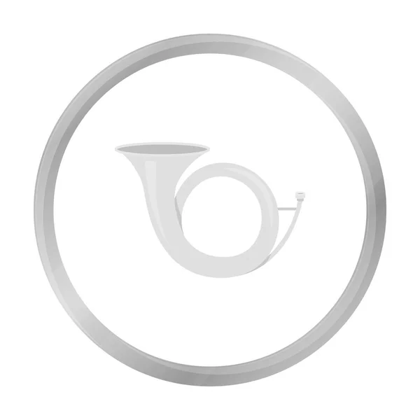 Icona di corno da caccia in stile monocromatico isolata su sfondo bianco. Simbolo di caccia stock illustrazione vettoriale . — Vettoriale Stock
