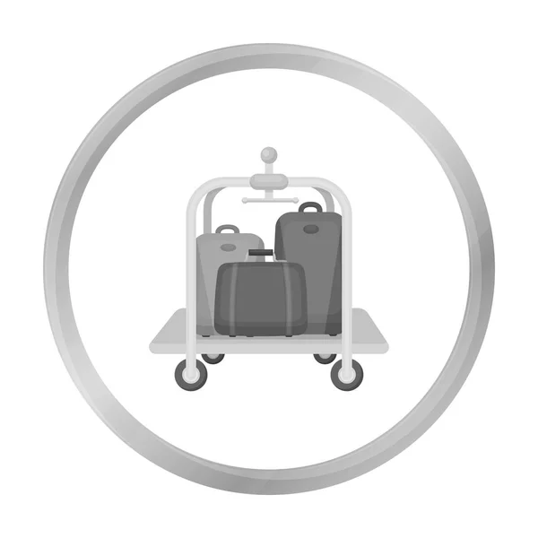 Luggage cart icon in monochrome style isolated on white background. Hotel symbol stock vector illustration. — Stock Vector