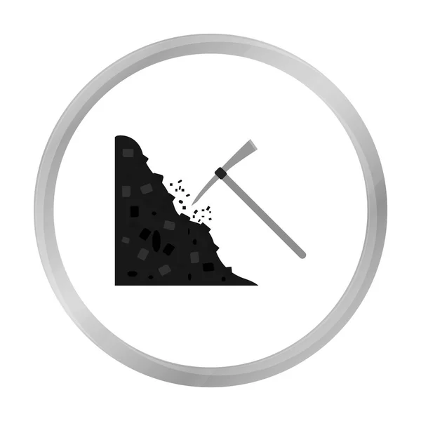 Icona di piccone in stile monocromatico isolata su sfondo bianco. Illustrazione vettoriale stock simbolo miniera . — Vettoriale Stock