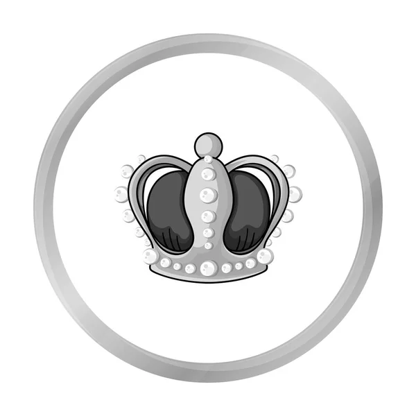 Het pictogram van de kroon in zwart-wit stijl geïsoleerd op een witte achtergrond. Museum symbool voorraad vectorillustratie. — Stockvector