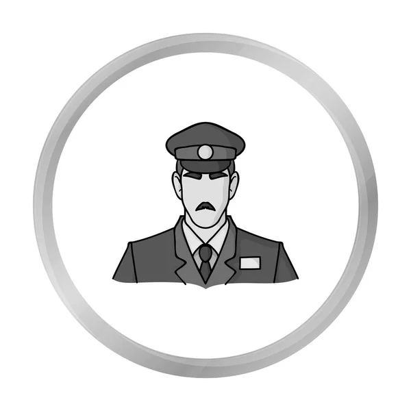 Icono de guardia de seguridad del museo en estilo monocromo aislado sobre fondo blanco. Museo símbolo stock vector ilustración . — Vector de stock